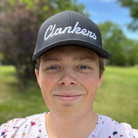 Clankers Disc Golf Hat — Adidas Performance, Moisture-Wicking & UPF 50+ (Black | White)