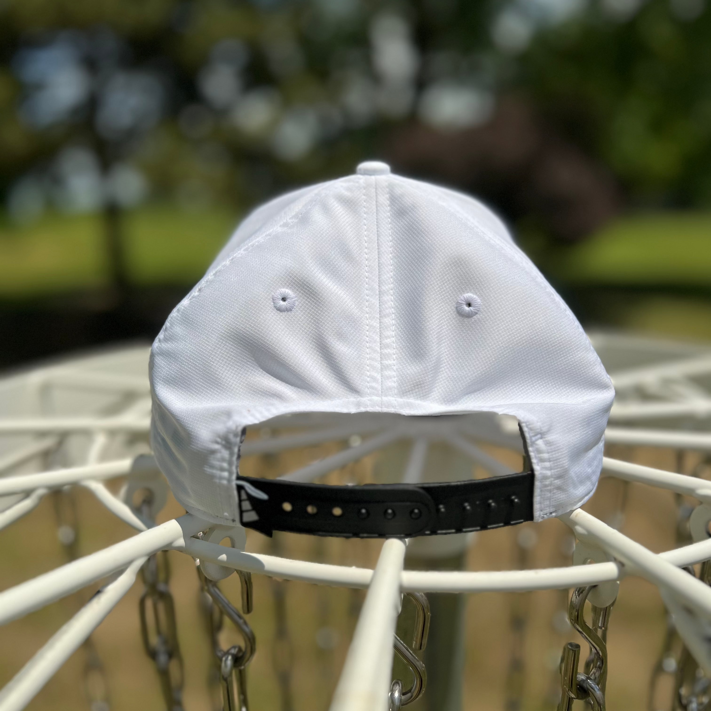 Clankers Disc Golf Hat — Adidas Performance, Moisture-Wicking & UPF 50+ (White | Black))